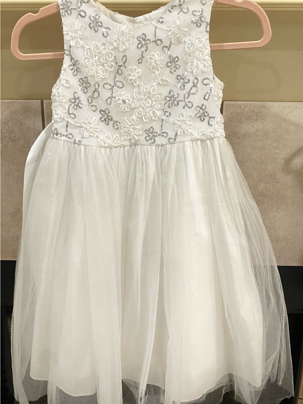 White Sequin Bodice Tulle Formal Flower Girl Dress SZ 6- BELLA BY MARMELLATA
